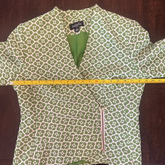 Isabella Green Clover Pattern Zip Accent Blazer Women Size 8 - Picture 5 of 5